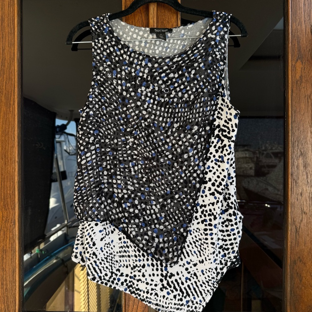 WHBM Abstract Print Knit V Neck Tank Top Size M